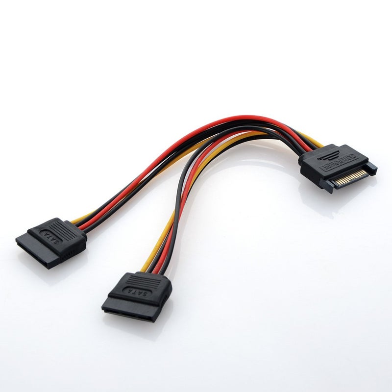 traderplus 2Pcs 15 Pin SATA to Dual SATA Power Y Splitter Cable for Hard Drive HDD SSD 8 Inch - Image 3